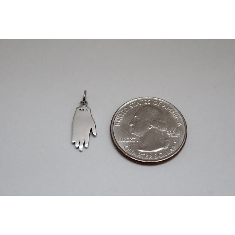 Sterling Silver Hand Charm, Silver Open Hand Necklace View 5